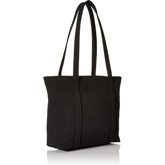 Women's Black Microfiber Vera Tote Bag Small Stylish Everyday Carry - Picture 2 of 7